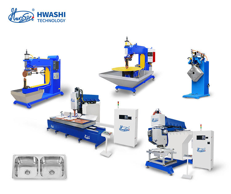 Hwashi Inox SS304 रसोई डबल सिंक सीम वेल्डिंग मशीन और स्टेनलेस स्टील सीएनसी सिंक पॉलिशिंग मशीन ग्राइंडर